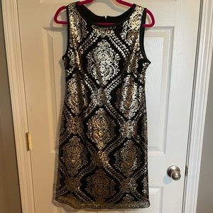 Sequin gold detail cocktail dress